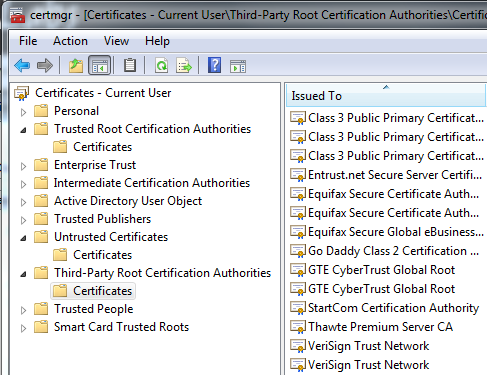 certmgr msc command line install certificate authority